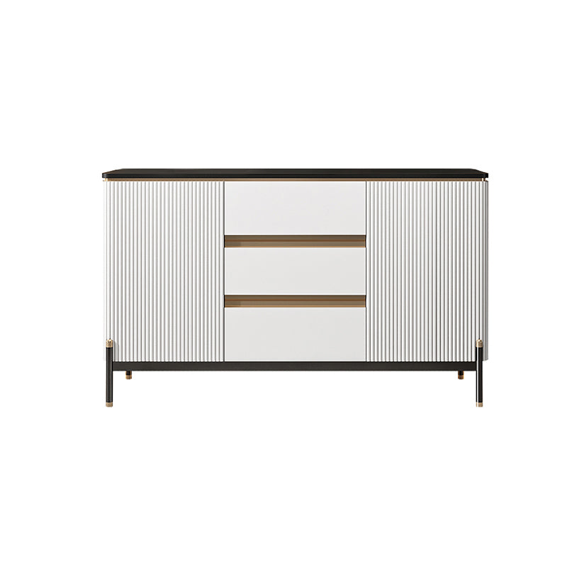 Glam Sideboard Sintered Stone Top Server with Door and Drawer