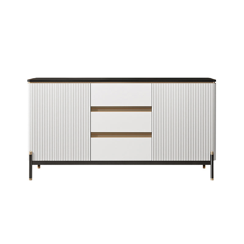 Glam Sideboard Sintered Stone Top Server with Door and Drawer
