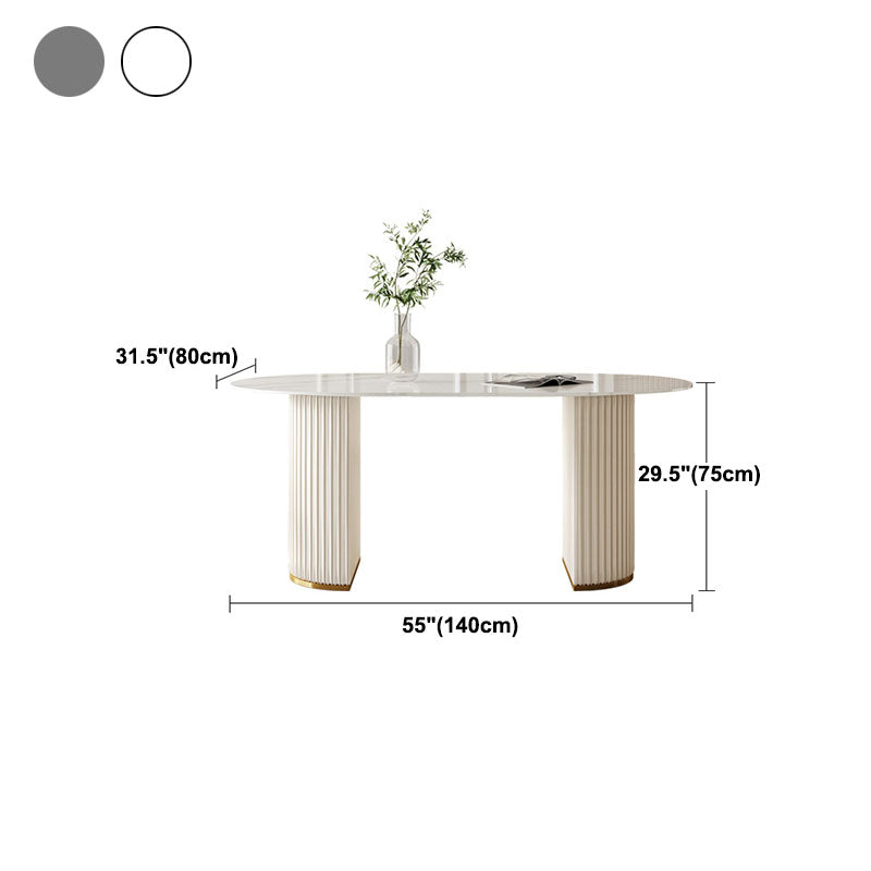 Traditional Luxury Dining Table White Stone Oval Dining Table for Home