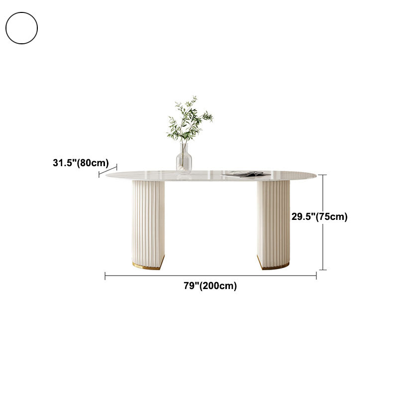 Traditional Luxury Dining Table White Stone Oval Dining Table for Home