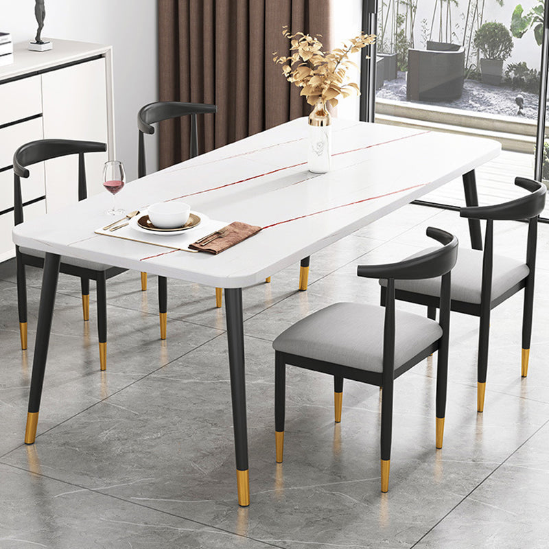 Rectangular Sintered Stone Dining Table Traditional Luxury Dining Furniture with 4 Legs