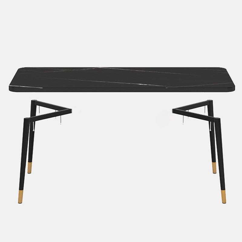 Rectangular Sintered Stone Dining Table Traditional Luxury Dining Furniture with 4 Legs