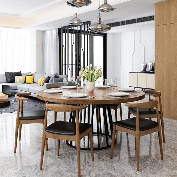 Round Table Contemporary Style Solid Wood Dining Table for Home Kitchen