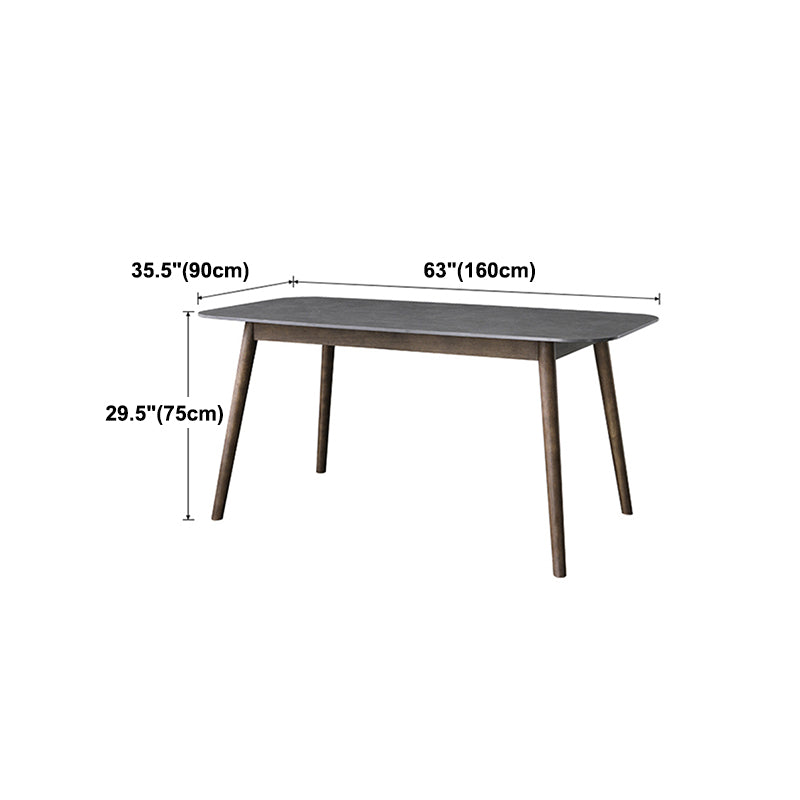 Mid-Century Modern Dining Table Sintered Stone Dining Table with 4 Legs