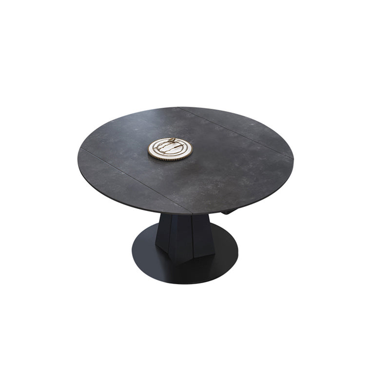 Stone Pedestal Table Contemporary Round Drop Leaf Dining Site Table