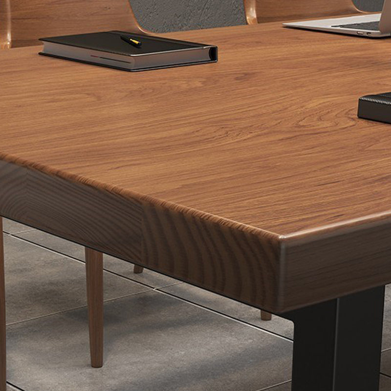 Natural Solid Wood Dining Collection Trestle Base Industrial Dining Table without Chair