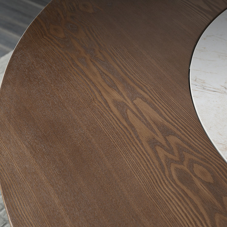 Round Pedestal Table Simplicity Style Solid Wood Dining Site Table with Turntable