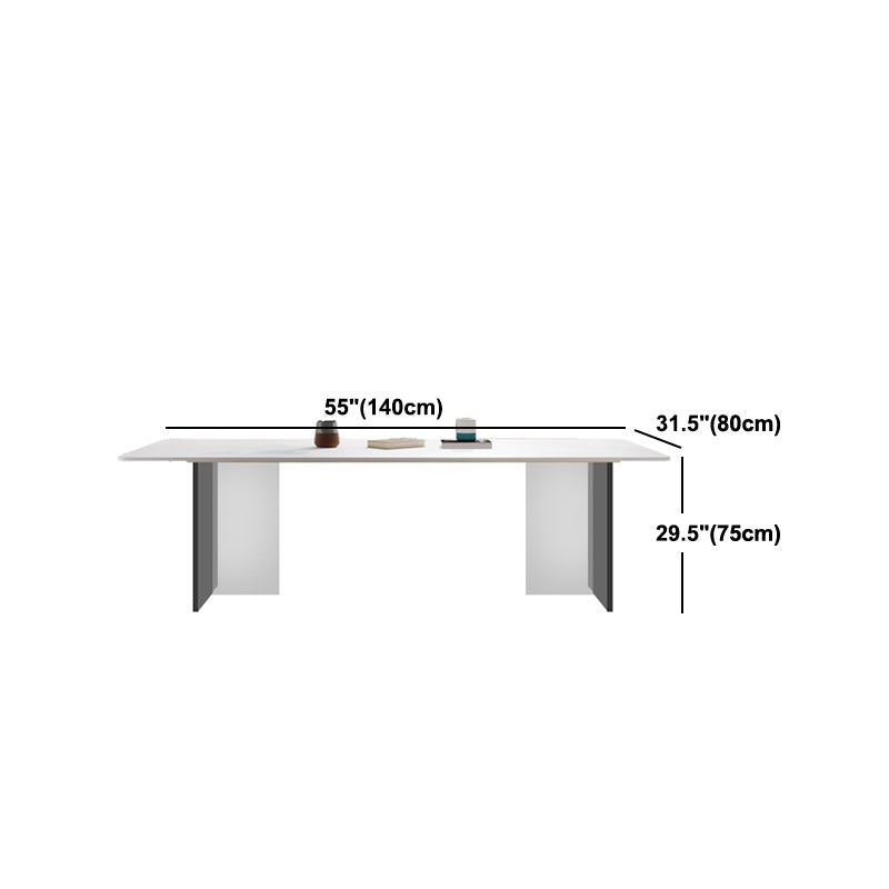 Modern Dining Table with White Stone Rectangle Dining Table for Kitchen