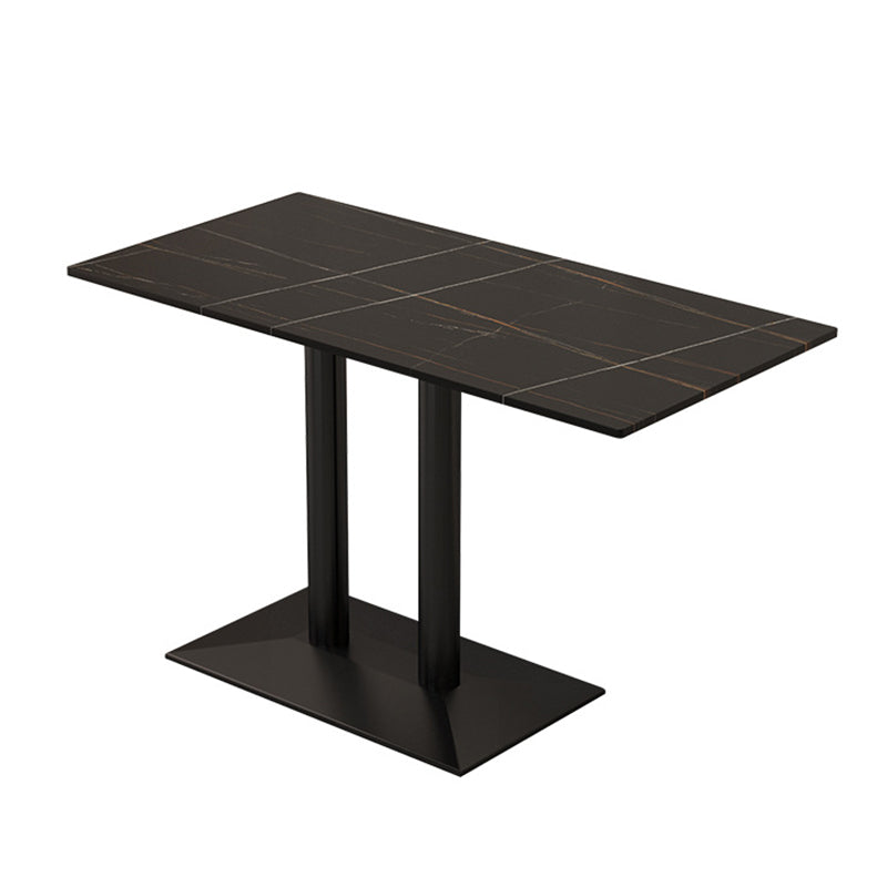 Industrial Iron Dining Table Stone Dining Furniture with Metal Base