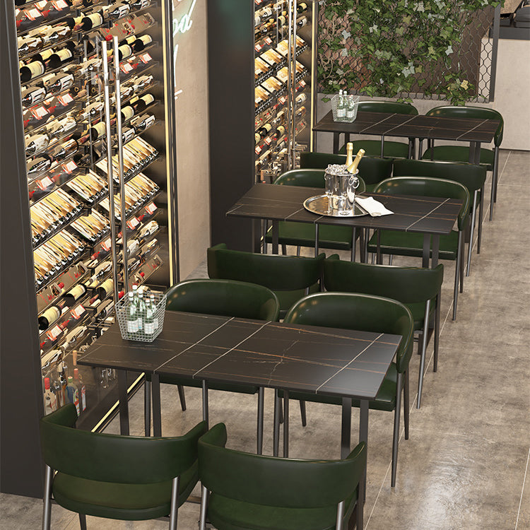 Industrial Iron Dining Table Stone Dining Furniture with Metal Base