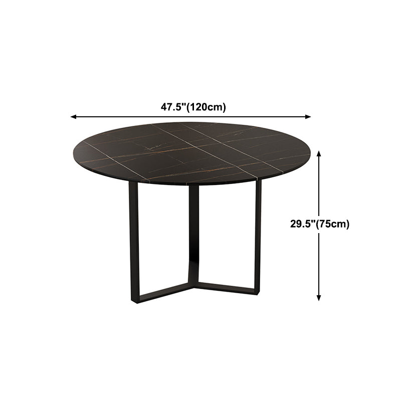 Industrial Iron Dining Table Stone Dining Furniture with Metal Base