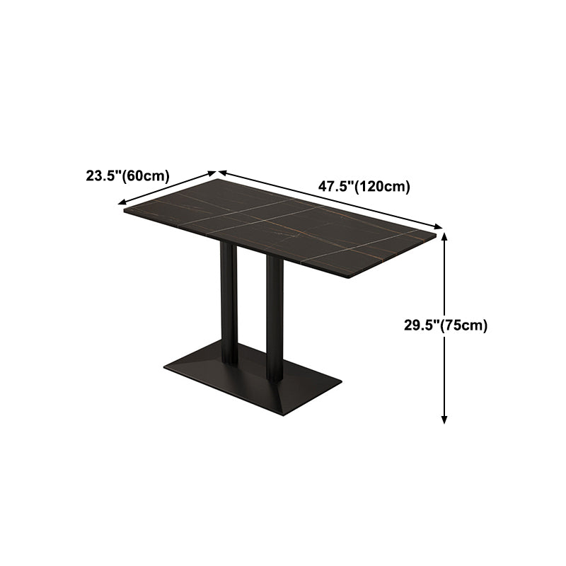Industrial Iron Dining Table Stone Dining Furniture with Metal Base