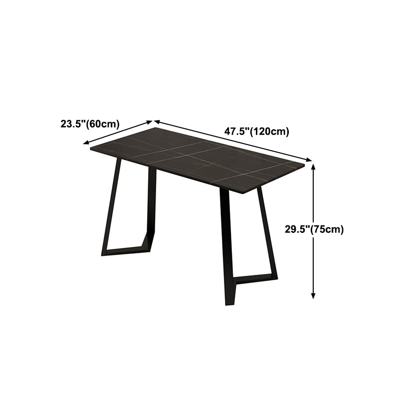 Industrial Iron Dining Table Stone Dining Furniture with Metal Base