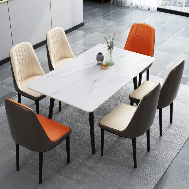 Stone Rectangle Industrial Table Standard Height Dining Table with 4 Legs