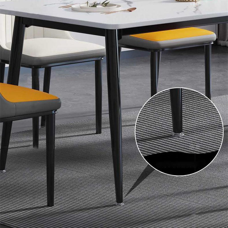 Stone Rectangle Industrial Table Standard Height Dining Table with 4 Legs