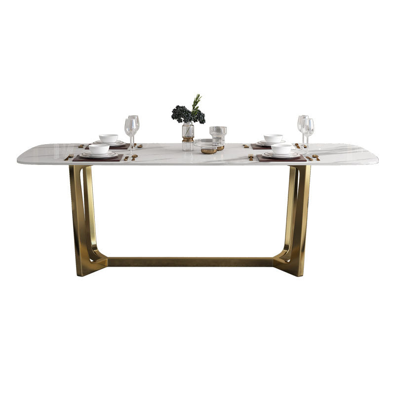 Traditional Luxury Table White Stone Rectangle Dining Table for Home