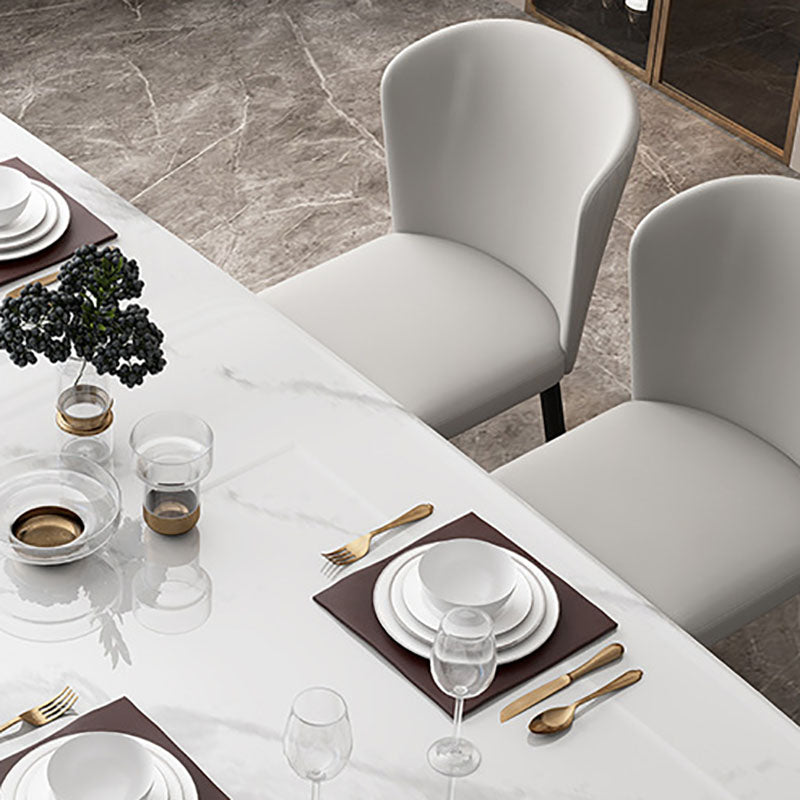 Traditional Luxury Table White Stone Rectangle Dining Table for Home