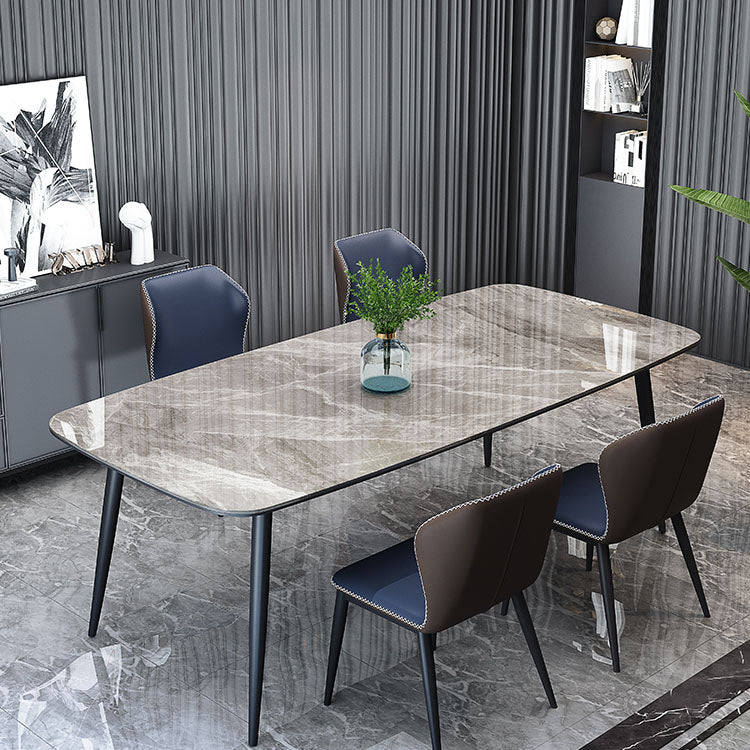 Stone and Steel Dining Table Industrial Grey Dinner Room Kitchen Table