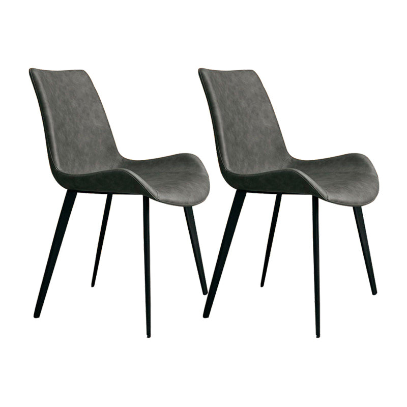 Leather Dining Chairs Industrial Design Solid Back Arm Side Chairs for Kitchen