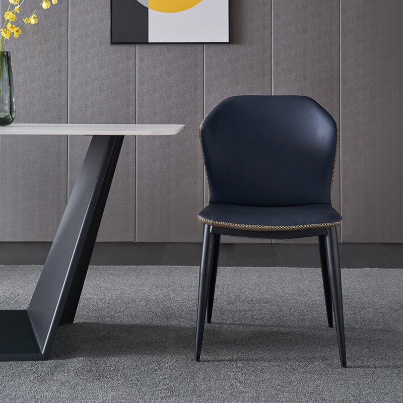 Metal Indoor Upholstered Dining Chair Metallic Finish Wingback Side Chair