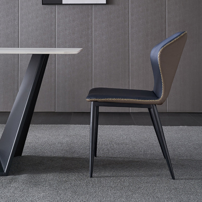 Metal Indoor Upholstered Dining Chair Metallic Finish Wingback Side Chair