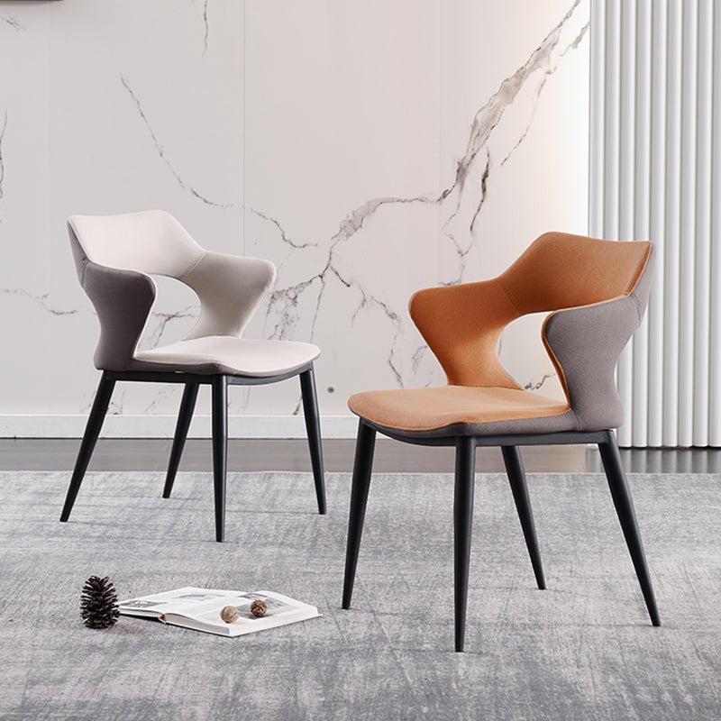 Industrial Dining Room Side Chairs Faux Leather Arm Open Chair for Kitchen