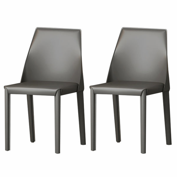 Modern Low Back Dining Chair Faux Leather Armless Dining Side Chair