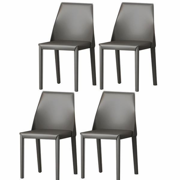 Modern Low Back Dining Chair Faux Leather Armless Dining Side Chair