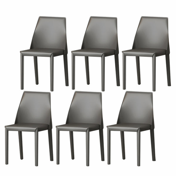 Modern Low Back Dining Chair Faux Leather Armless Dining Side Chair