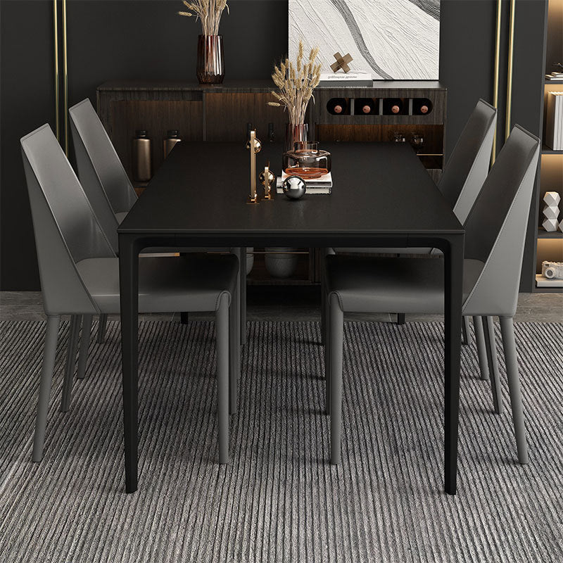 Modern Low Back Dining Chair Faux Leather Armless Dining Side Chair