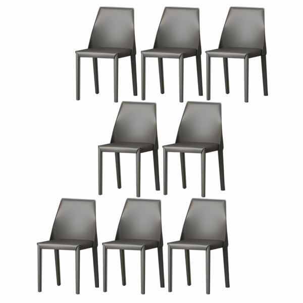 Modern Low Back Dining Chair Faux Leather Armless Dining Side Chair