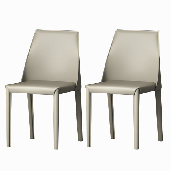 Modern Low Back Dining Chair Faux Leather Armless Dining Side Chair