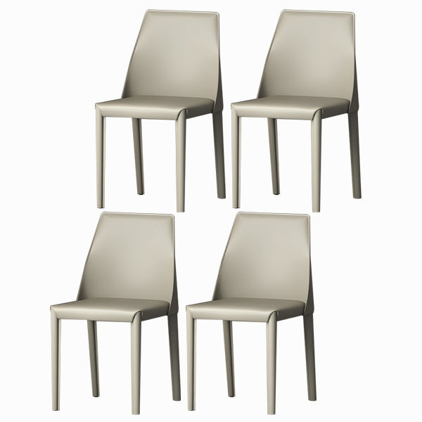 Modern Low Back Dining Chair Faux Leather Armless Dining Side Chair