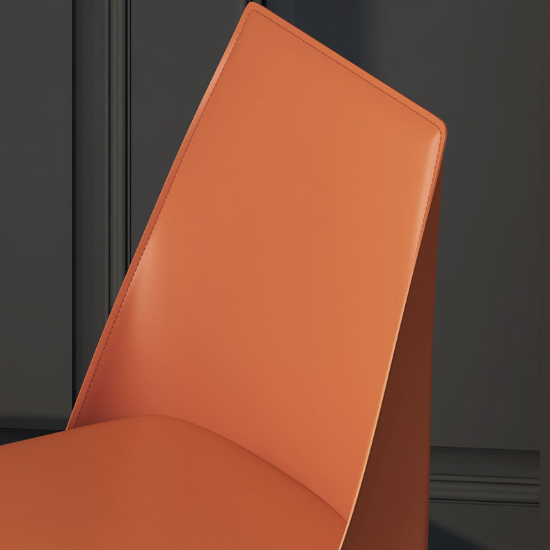 Modern Low Back Dining Chair Faux Leather Armless Dining Side Chair