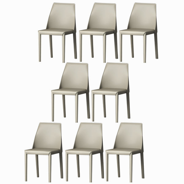 Modern Low Back Dining Chair Faux Leather Armless Dining Side Chair