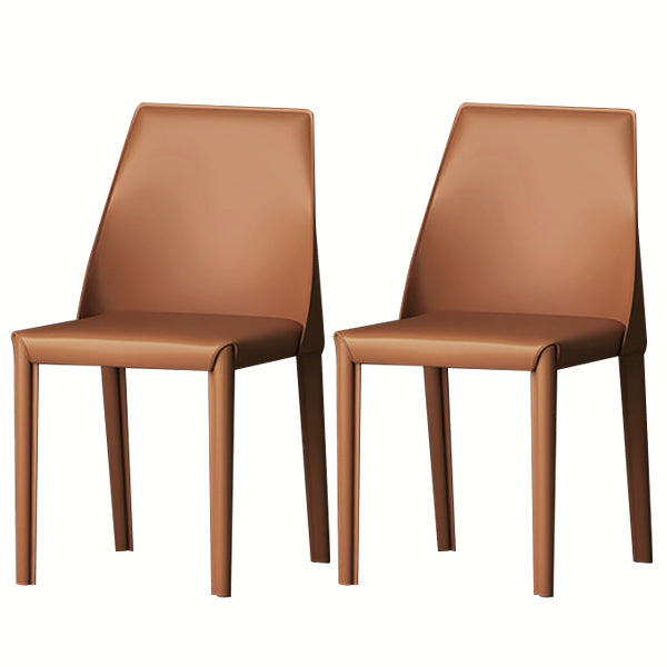 Modern Low Back Dining Chair Faux Leather Armless Dining Side Chair