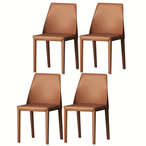 Modern Low Back Dining Chair Faux Leather Armless Dining Side Chair