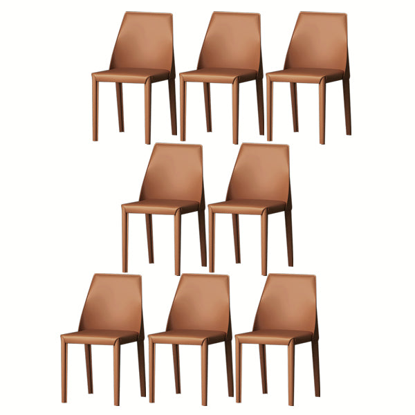 Modern Low Back Dining Chair Faux Leather Armless Dining Side Chair