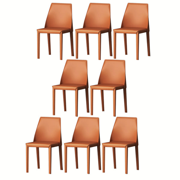 Modern Low Back Dining Chair Faux Leather Armless Dining Side Chair