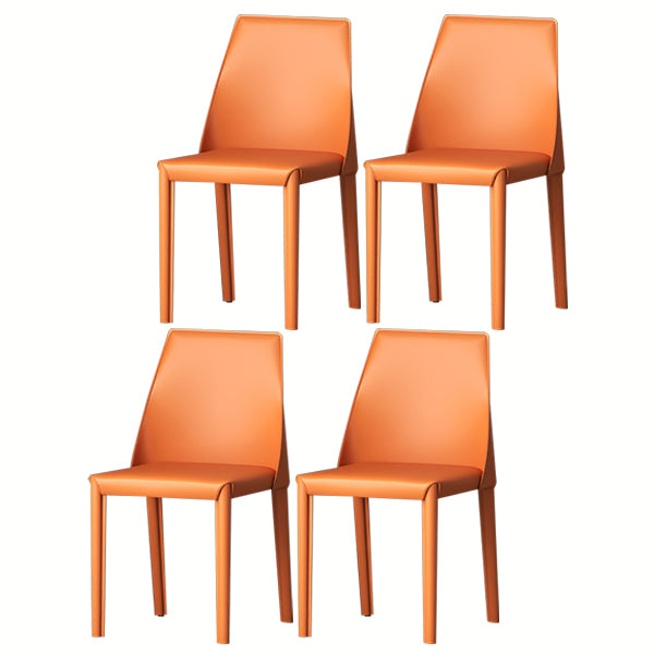 Modern Low Back Dining Chair Faux Leather Armless Dining Side Chair
