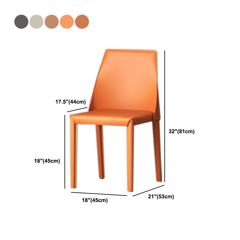 Modern Low Back Dining Chair Faux Leather Armless Dining Side Chair