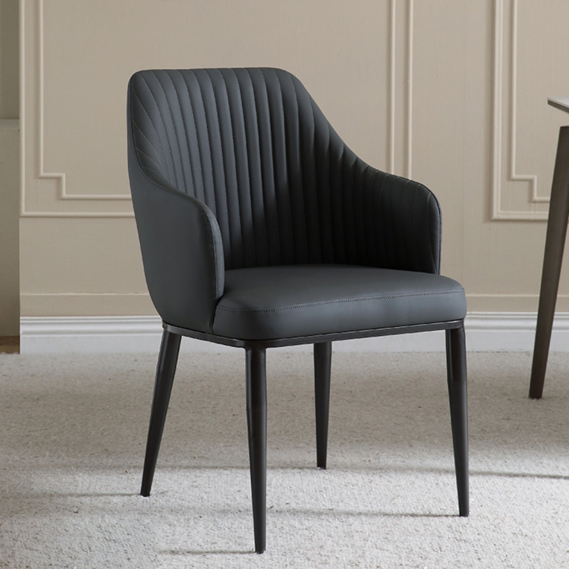 Contemporary Arm Dining Chairs Faux Leather Parsons Dining Side Chair