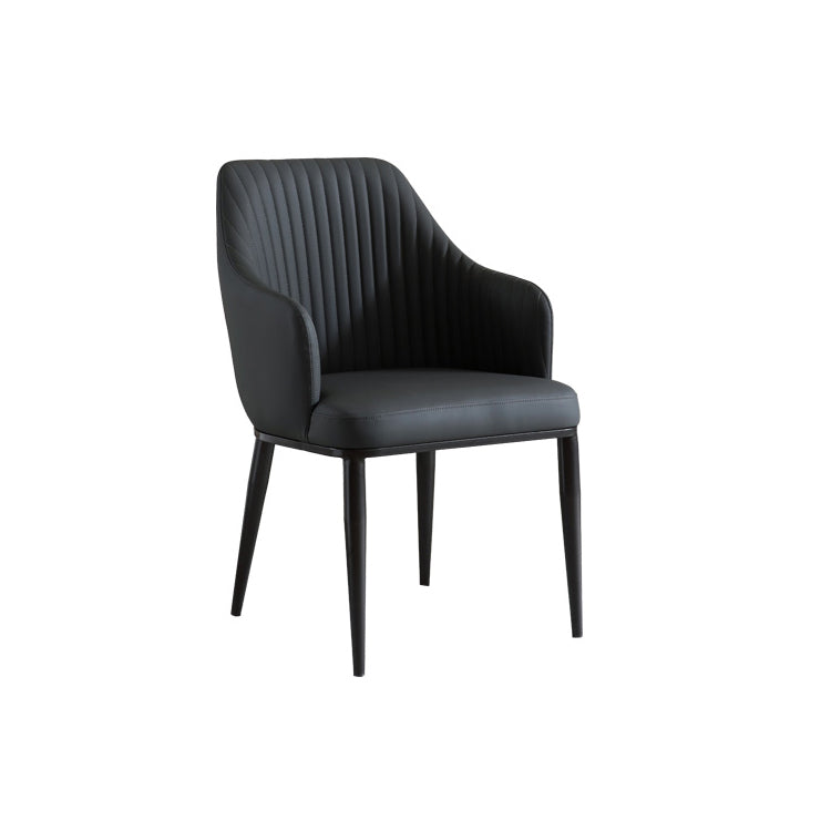 Contemporary Arm Dining Chairs Faux Leather Parsons Dining Side Chair