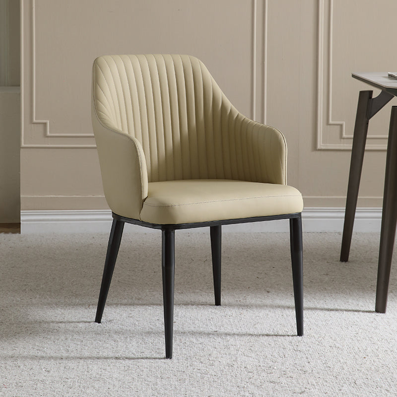 Contemporary Arm Dining Chairs Faux Leather Parsons Dining Side Chair