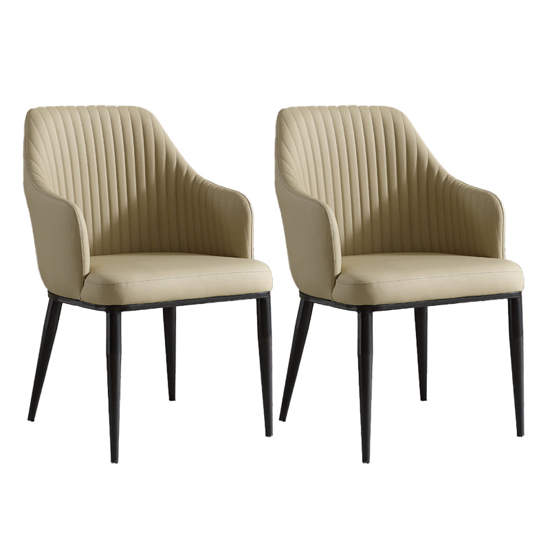 Contemporary Arm Dining Chairs Faux Leather Parsons Dining Side Chair