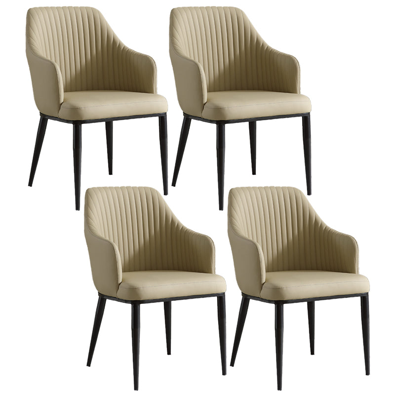 Contemporary Arm Dining Chairs Faux Leather Parsons Dining Side Chair