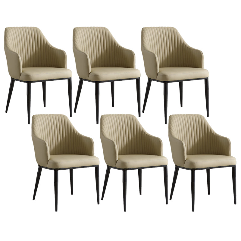 Contemporary Arm Dining Chairs Faux Leather Parsons Dining Side Chair