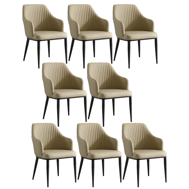 Contemporary Arm Dining Chairs Faux Leather Parsons Dining Side Chair