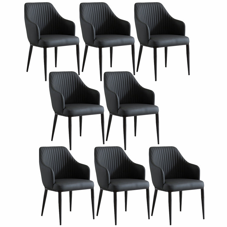Contemporary Arm Dining Chairs Faux Leather Parsons Dining Side Chair