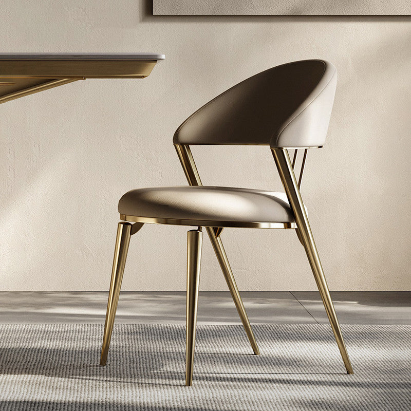 Glam Style Armless Dining Chairs Faux Leather Open Back Dining Side Chair